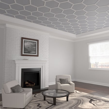Ekena Millwork 40 12W x 23 38H x 38T Small Westmore Decorative Fretwork Ceiling Panels, PVC CELP41X2301WST